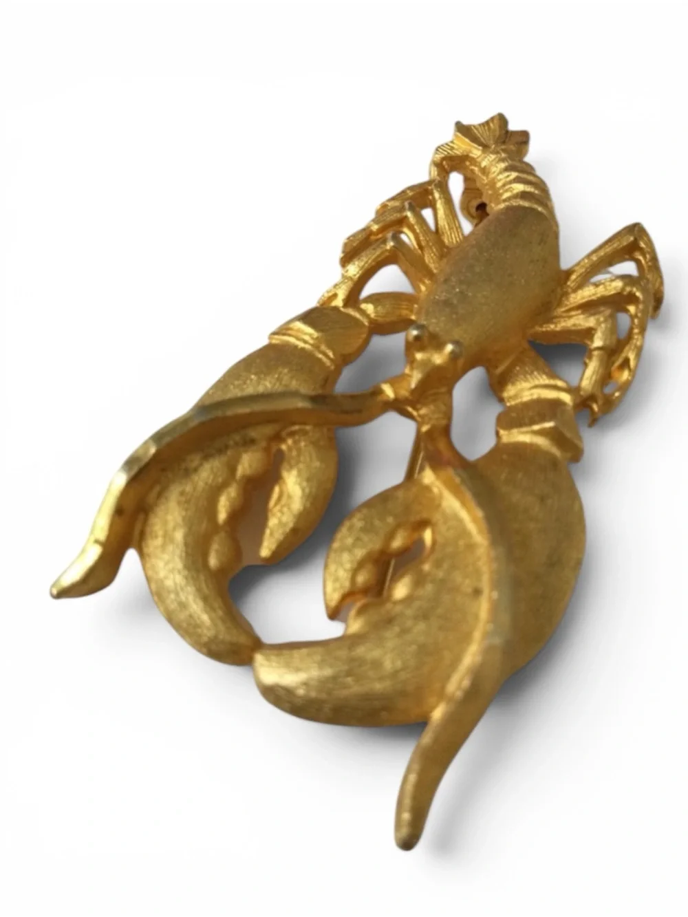 Vintage 1960s-70s Brushed Gold‑Tone Lobster Brooch